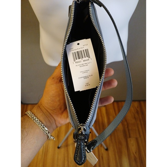 COACH NOLITA 19 IN COLORBLOCK W HORSE & CARRIAGE (COACH C8327) SILVER/BLUE NWT